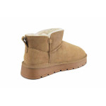 Светлокафяви дамски боти, естествен набук - ежедневни обувки за есента и зимата N 100025025