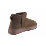 Тъмнокафяви дамски боти, естествен набук - всекидневни обувки за есента и зимата N 100025026