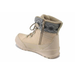 Бежови дамски боти, еко-кожа и текстилна материя - ежедневни обувки за есента и зимата N 100025028