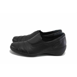 Черни дамски обувки с платформа, естествена кожа - ежедневни обувки за есента и зимата N 100035044