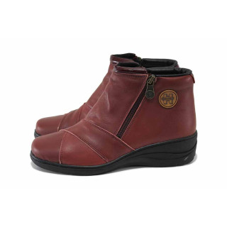 Винени дамски боти, естествена кожа - всекидневни обувки за есента и зимата N 100035045