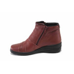 Винени дамски боти, естествена кожа - всекидневни обувки за есента и зимата N 100035045