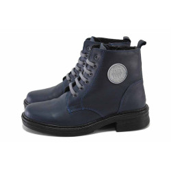 Тъмносини дамски боти, естествена кожа - ежедневни обувки за есента и зимата N 100035046