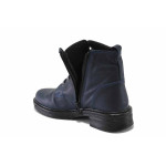 Тъмносини дамски боти, естествена кожа - ежедневни обувки за есента и зимата N 100035046