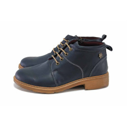 Тъмносини дамски боти, естествена кожа - всекидневни обувки за есента и зимата N 100035047