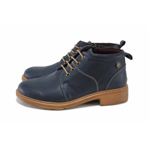 Тъмносини дамски боти, естествена кожа - всекидневни обувки за есента и зимата N 100035047