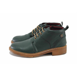 Зелени дамски боти, естествена кожа - ежедневни обувки за есента и зимата N 100035048