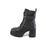 Черни дамски боти, естествена кожа - всекидневни обувки за есента и зимата N 100025100