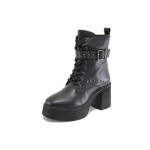 Черни дамски боти, естествена кожа - всекидневни обувки за есента и зимата N 100025100