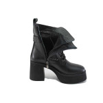 Черни дамски боти, естествена кожа - всекидневни обувки за есента и зимата N 100025100