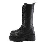 Черни дамски ботуши, естествена кожа - всекидневни обувки за есента и зимата N 100025101