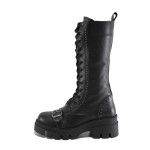 Черни дамски ботуши, естествена кожа - всекидневни обувки за есента и зимата N 100025101