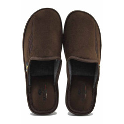 Кафяви домашни чехли, текстилна материя - ежедневни обувки за есента и зимата N 100024675