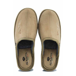 Бежови домашни чехли, текстилна материя - всекидневни обувки за есента и зимата N 100024676