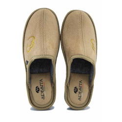 Бежови домашни чехли, текстилна материя - ежедневни обувки за есента и зимата N 100024678