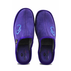 Лилави домашни чехли, текстилна материя - равни обувки за есента и зимата N 100024680