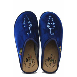 Тъмносини домашни чехли, текстилна материя, анатомични - ежедневни обувки за есента и зимата N 100022521