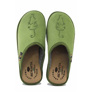 Зелени домашни чехли, текстилна материя - ежедневни обувки за есента и зимата N 100024681