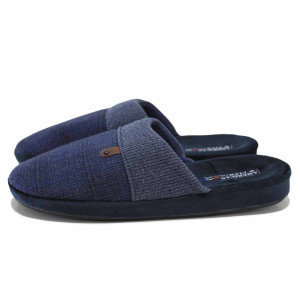 Сини домашни чехли, текстилна материя - всекидневни обувки за есента и зимата N 100024872