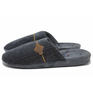 Сиви домашни чехли, текстилна материя - ежедневни обувки за есента и зимата N 100024874