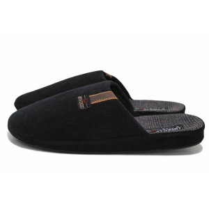 Черни домашни чехли, текстилна материя - всекидневни обувки за есента и зимата N 100024875