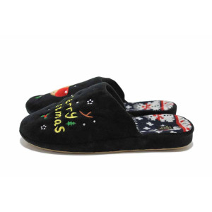 Черни домашни чехли, текстилна материя - ежедневни обувки за есента и зимата N 100024884