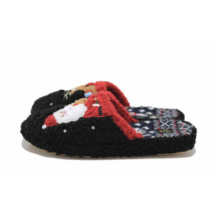 Черни домашни чехли, текстилна материя - всекидневни обувки за есента и зимата N 100024885