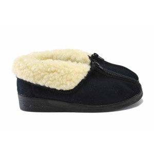 Черни домашни чехли, текстилна материя - всекидневни обувки за есента и зимата N 100024891