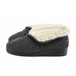 Сиви домашни чехли, текстилна материя - равни обувки за есента и зимата N 100024895