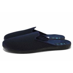 Сини домашни чехли, текстилна материя - ежедневни обувки за есента и зимата N 100024899