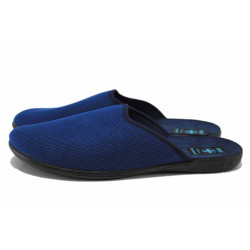 Сини домашни чехли, текстилна материя - равни обувки за есента и зимата N 100024898