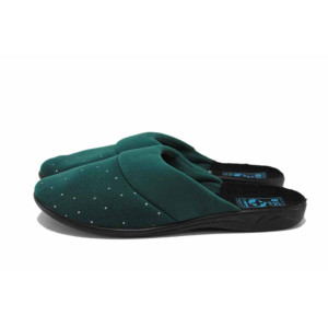 Зелени домашни чехли, текстилна материя - ежедневни обувки за есента и зимата N 100024902