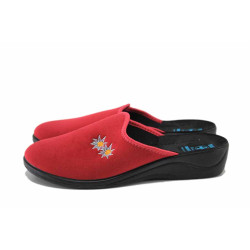 Червени домашни чехли, текстилна материя - равни обувки за есента и зимата N 100024904