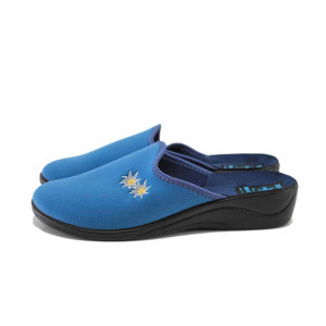 Сини домашни чехли, текстилна материя - ежедневни обувки за есента и зимата N 100024905