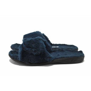 Сини домашни чехли, текстилна материя - ежедневни обувки за есента и зимата N 100024908