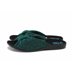 Зелени домашни чехли, текстилна материя - ежедневни обувки за есента и зимата N 100024911