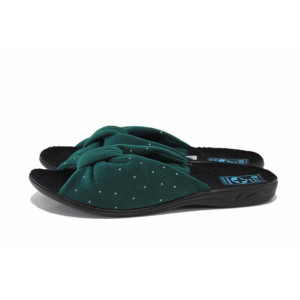 Зелени домашни чехли, текстилна материя - ежедневни обувки за есента и зимата N 100024911