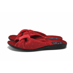 Червени домашни чехли, текстилна материя - равни обувки за есента и зимата N 100024912