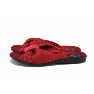 Червени домашни чехли, текстилна материя - равни обувки за есента и зимата N 100024912