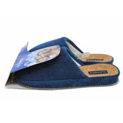 Сини домашни чехли, текстилна материя - ежедневни обувки за есента и зимата N 100024967