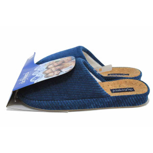 Сини домашни чехли, текстилна материя - ежедневни обувки за есента и зимата N 100024967