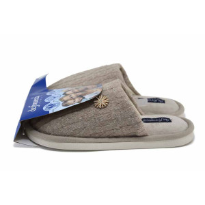 Бежови домашни чехли, текстилна материя - всекидневни обувки за есента и зимата N 100024968