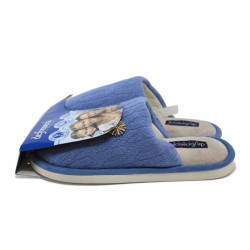 Сини домашни чехли, текстилна материя - равни обувки за есента и зимата N 100024969