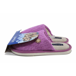 Лилави домашни чехли, текстилна материя - ежедневни обувки за есента и зимата N 100024970