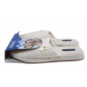 Бежови домашни чехли, текстилна материя - всекидневни обувки за есента и зимата N 100024971