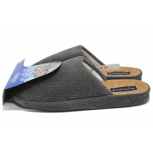 Сиви домашни чехли, текстилна материя - всекидневни обувки за есента и зимата N 100024950