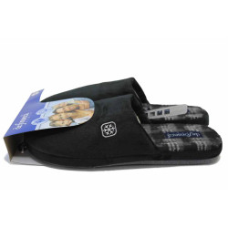 Черни домашни чехли, текстилна материя - равни обувки за есента и зимата N 100024957