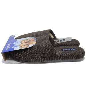 Кафяви домашни чехли, текстилна материя - ежедневни обувки за есента и зимата N 100024961