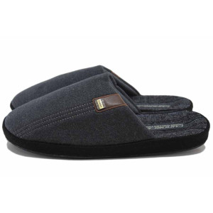 Черни домашни чехли, текстилна материя - равни обувки за есента и зимата N 100024992