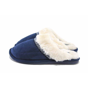 Тъмносини домашни чехли, текстилна материя - ежедневни обувки за есента и зимата N 100024993